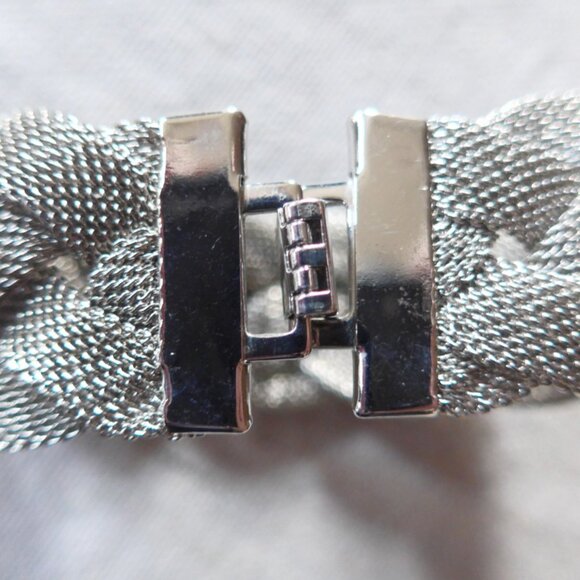 Braided Mesh Silvertone Bracelet - Picture 5 of 9